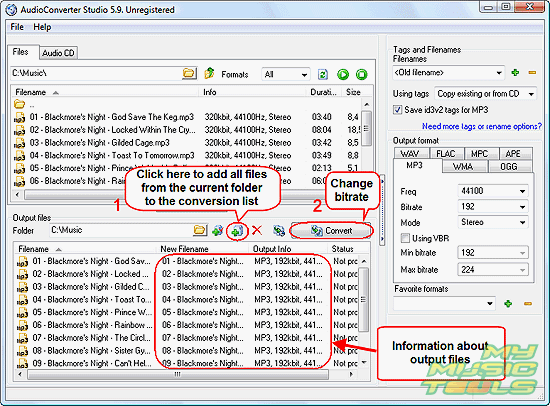 Change MP3 bitrate