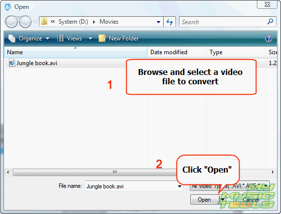 Find and open your video file