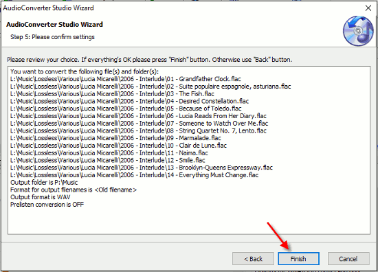 FLAC to WAV conversion