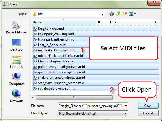 Add MIDI files for conversion