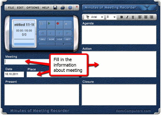 Fill in the meeting information