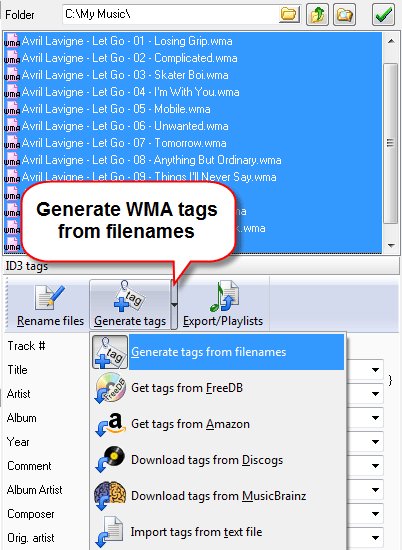 Generate WMA Tags