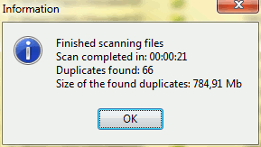 Duplicate scan completed
