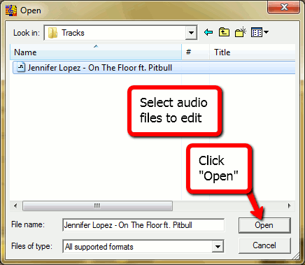 Select music files to edit