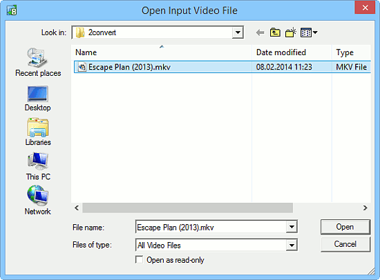 Open a video file