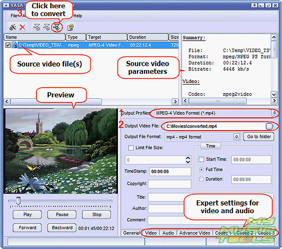 Set output folder and profile, convert your VOB to MP4