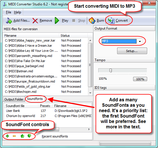 convert midi to mp3 files