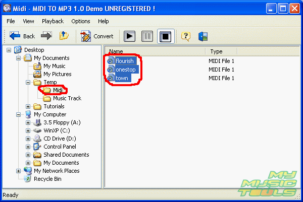 Select files for conversion